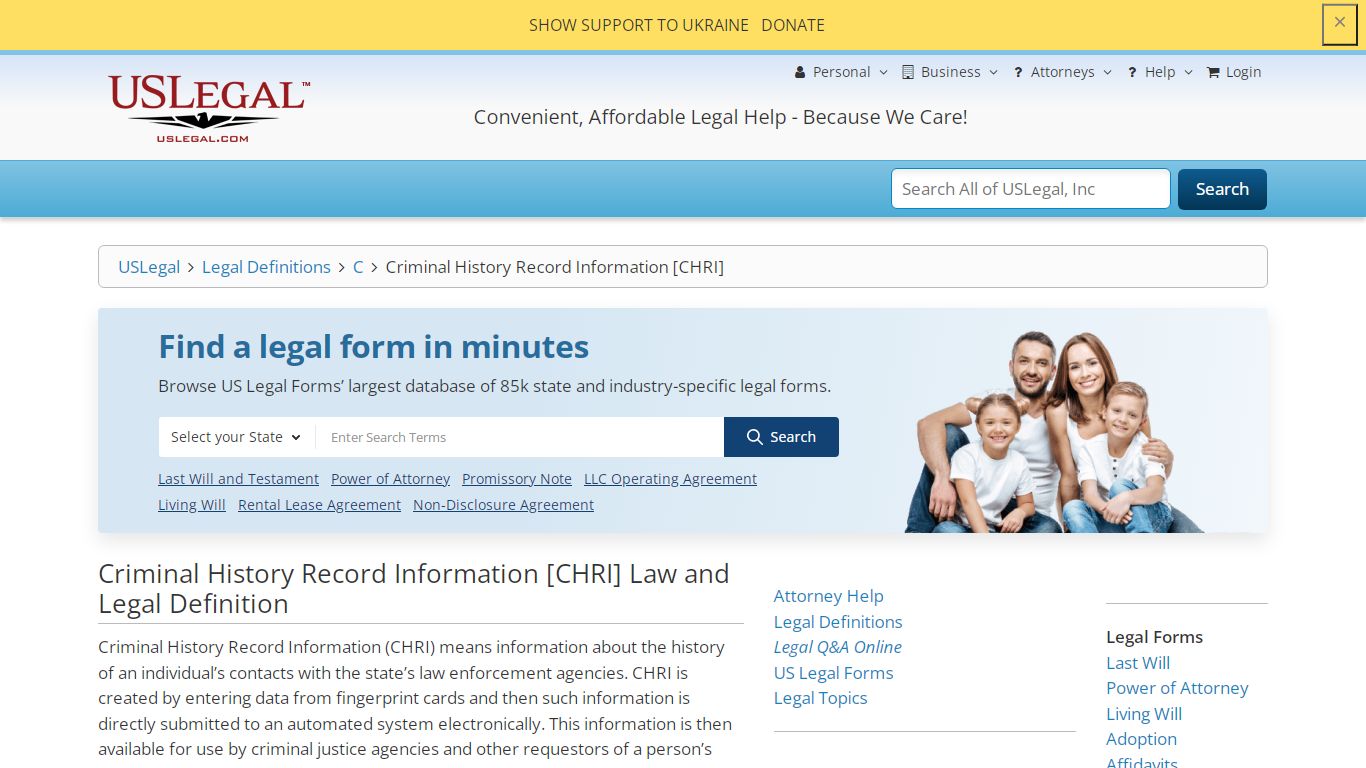 Criminal History Record Information [CHRI] Law and Legal Definition